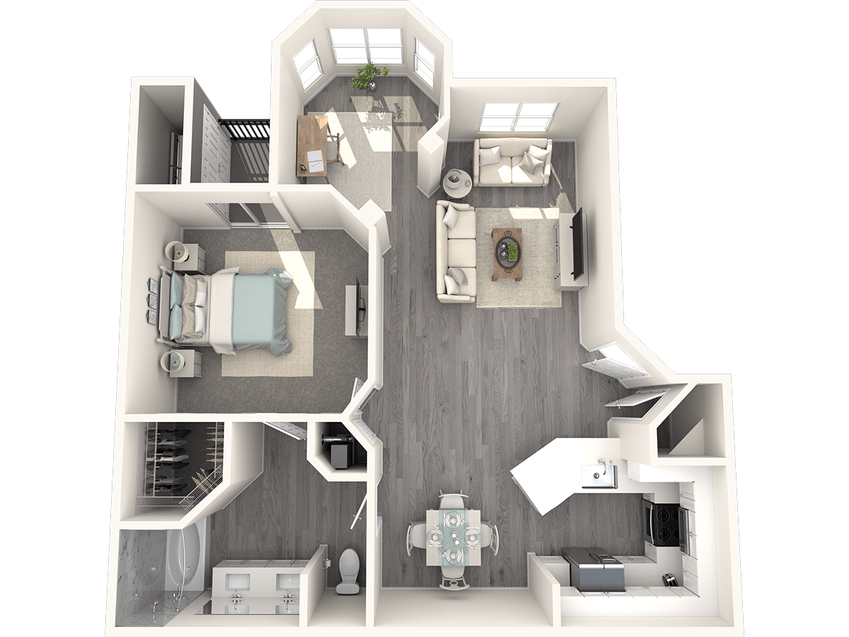 1×1 study floor plan